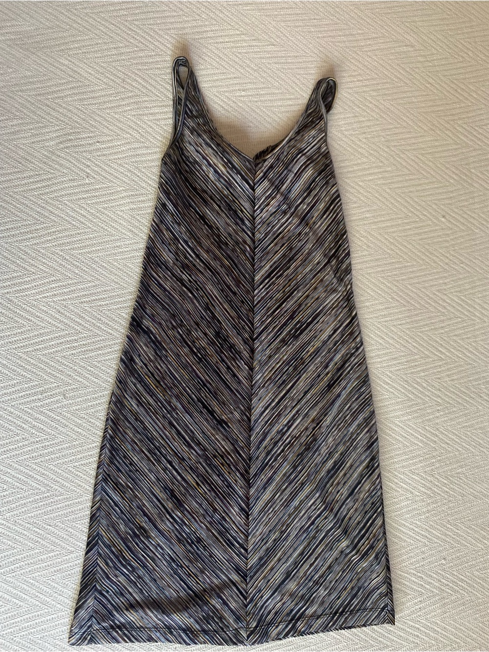 VTG 90s Sleeveless V-Neck Chevron Stripe Mini Dress size XS